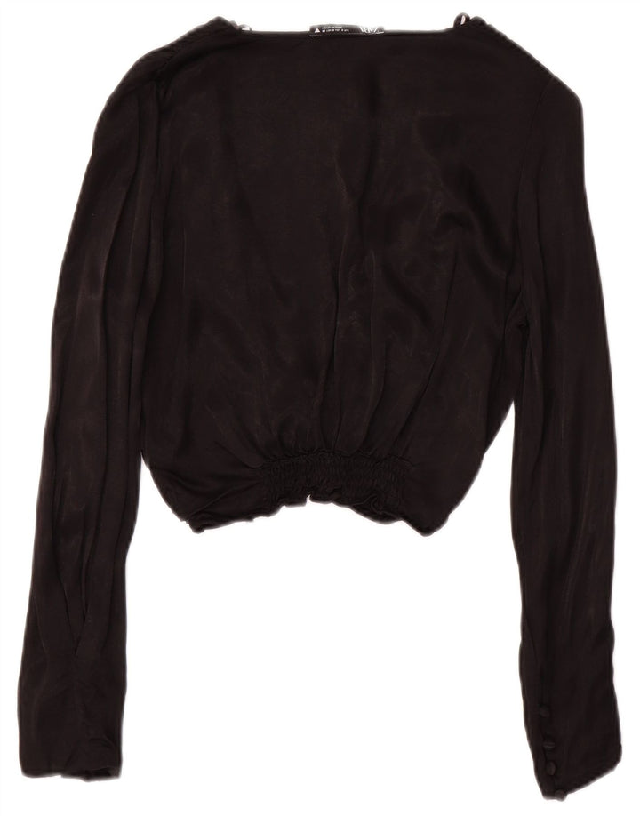 Zara Womens Long Sleeve Crop Top UK 10 Small Black