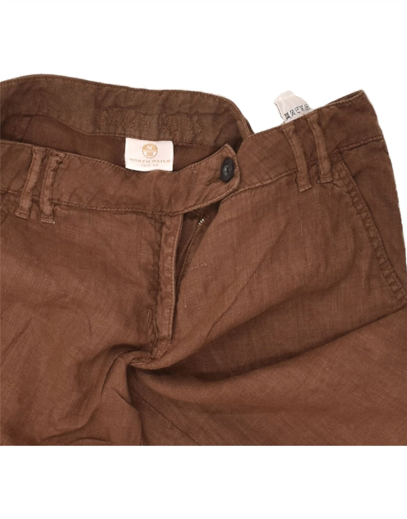 NORTH SAILS Womens Straight Chino Trousers EU 42 Large W32 L33 Brown Linen | Vintage North Sails | Thrift | Second-Hand North Sails | Used Clothing | Messina Hembry 