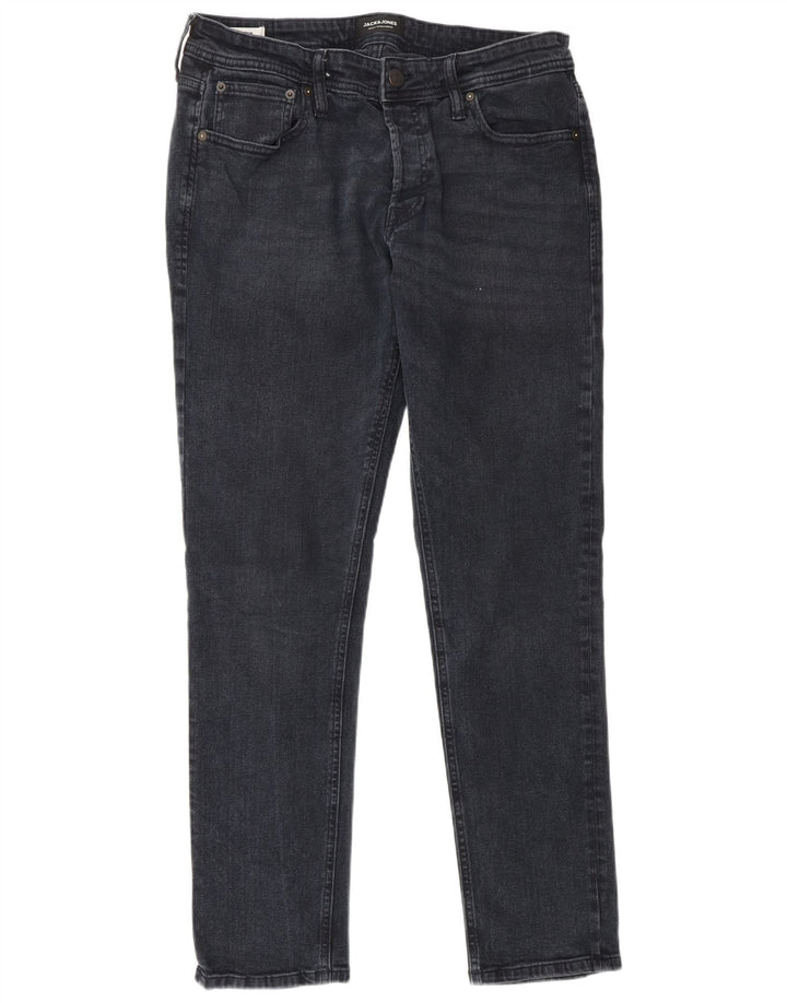 JACK & JONES Mens Slim Jeans W34 L32 Navy Blue Cotton