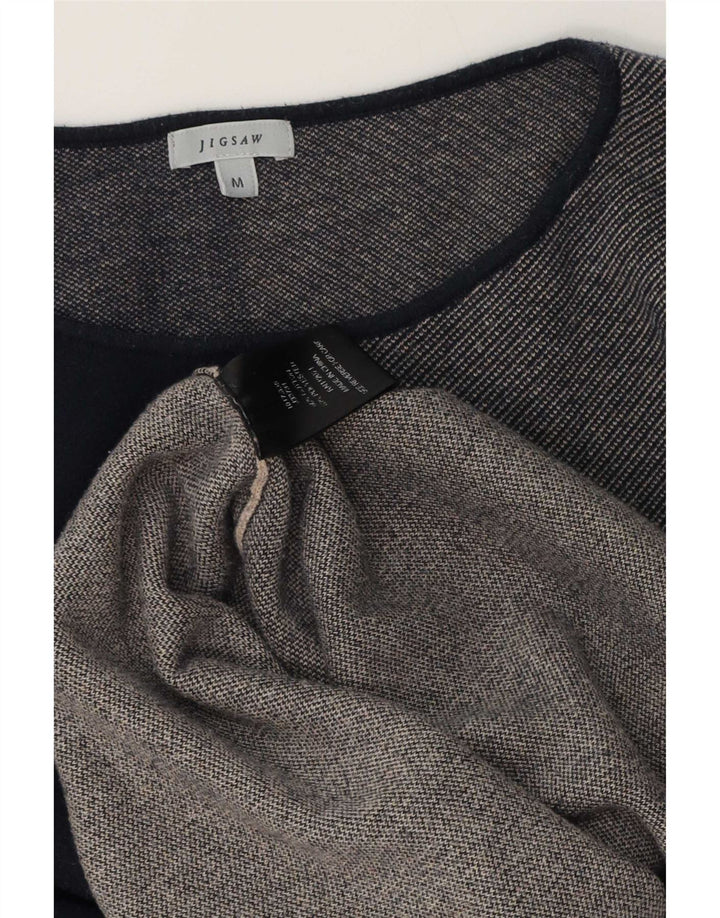 Jigsaw Womens Top 3/4 Sleeve UK 14 Medium Grey Colourblock Polyester