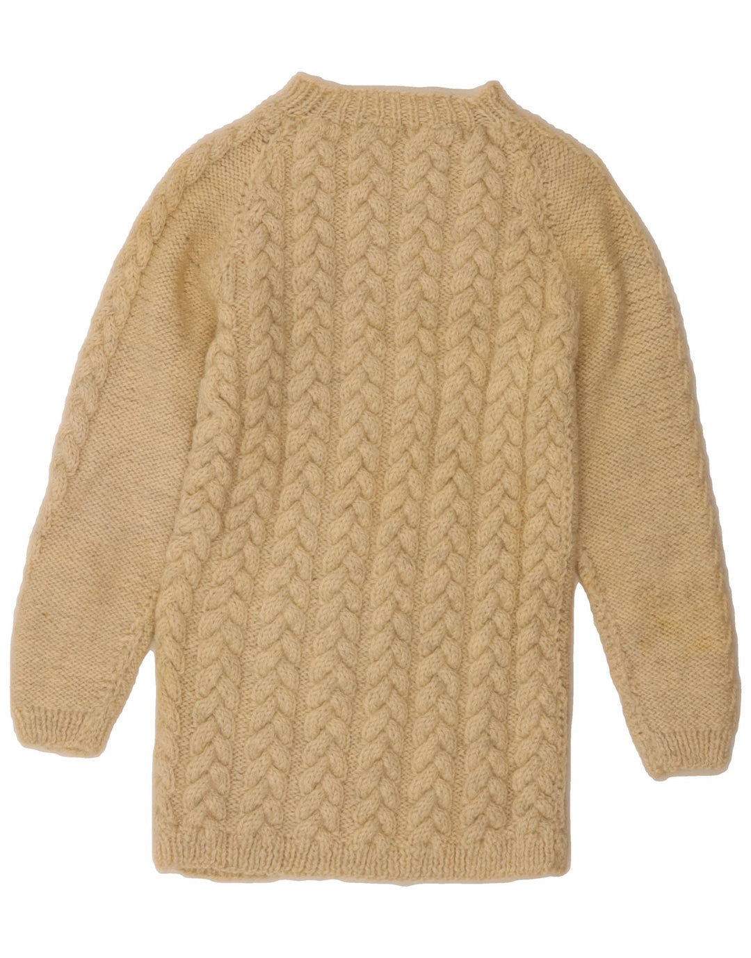 VINTAGE Womens Longline Turtle Neck Jumper Sweater UK 8 Small Beige Vintage Vintage and Second-Hand Vintage from Messina Hembry 
