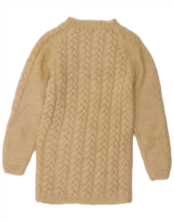 VINTAGE Womens Longline Turtle Neck Jumper Sweater UK 8 Small Beige Vintage Vintage and Second-Hand Vintage from Messina Hembry 