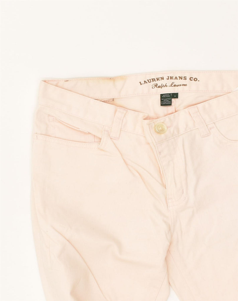 RALPH LAUREN Womens Slim Casual Trousers US 4 Small W28 L31 Pink Cotton | Vintage Ralph Lauren | Thrift | Second-Hand Ralph Lauren | Used Clothing | Messina Hembry 