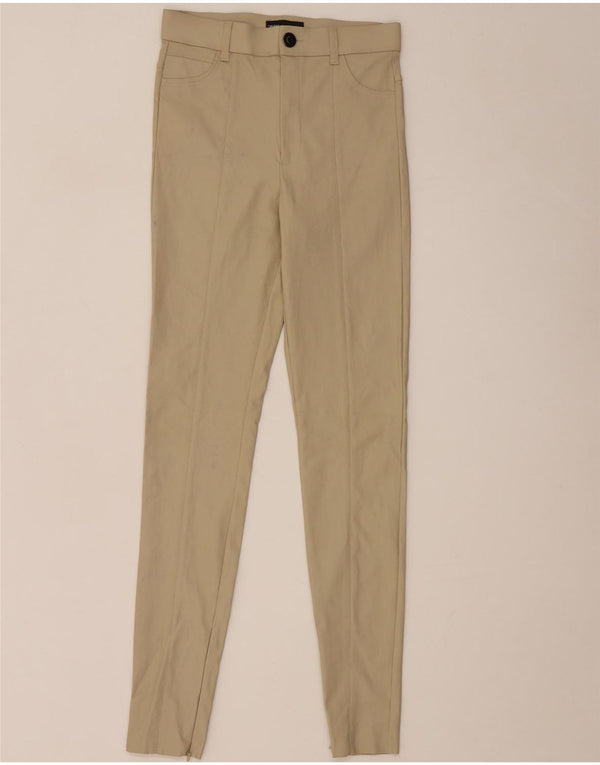 Zara Womens Skinny Casual Trousers Small W26 L29 Beige Viscose