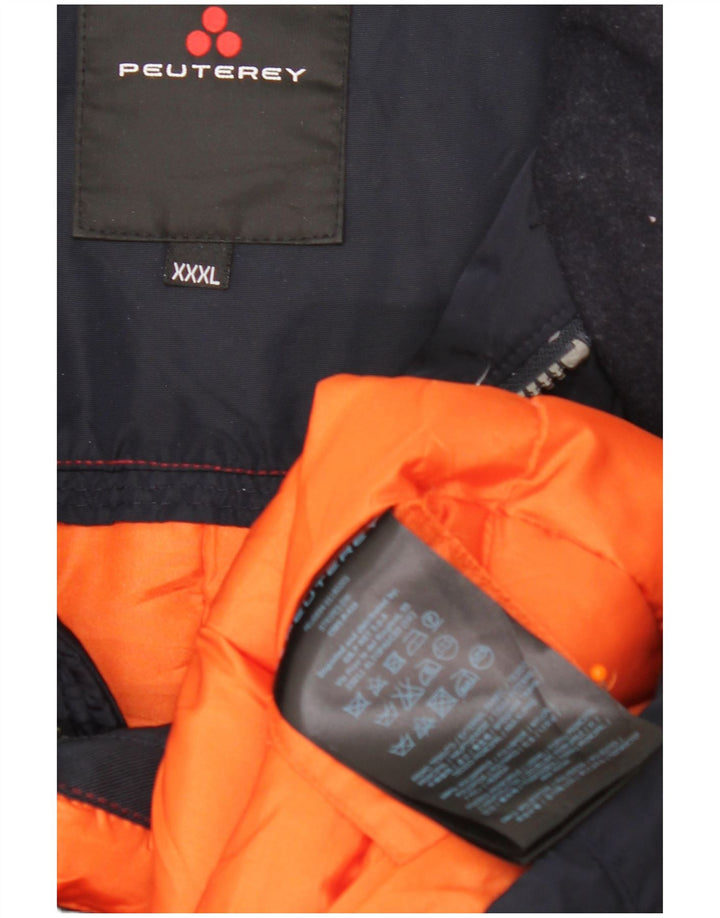 PEUTEREY Mens Hooded Padded Jacket UK 46 3XL Navy Blue Polyamide