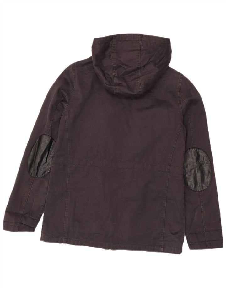 Topshop Womens Hooded Utility Jacket UK 10 Small  Black Cotton
