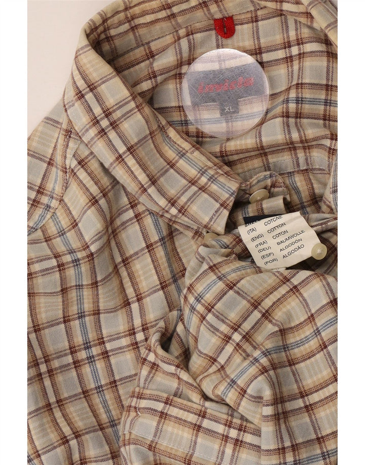 Invicta Mens Shirt XL Beige Check Cotton
