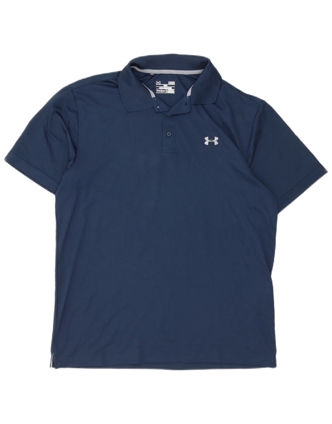 Under Armour Mens Heat Gear Polo Shirt Large Navy Blue Polyester