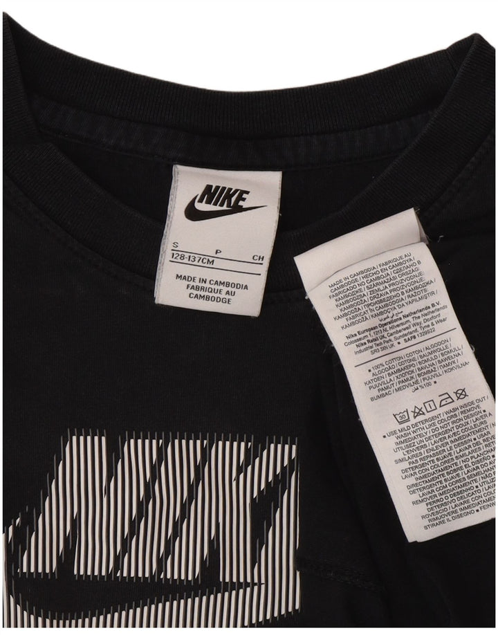 Nike Boys Graphic T-Shirt Top 8-9 Years Small Black Cotton