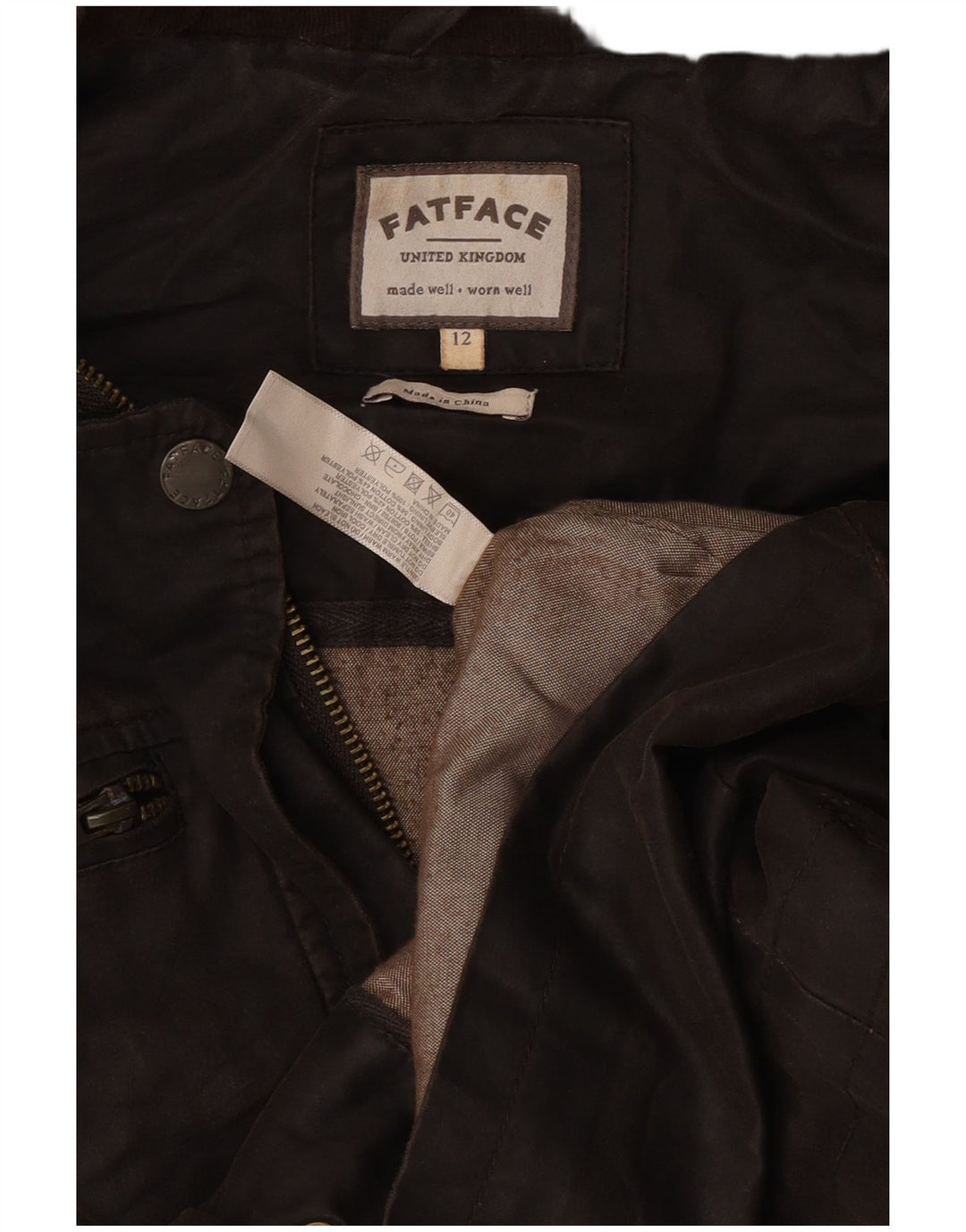 Fat Face Womens Military Waxed Cotton Jacket UK 12 Medium Brown Cotton