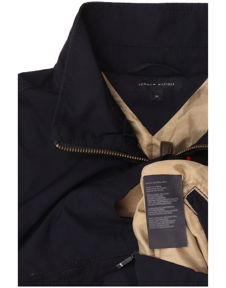 Tommy Hilfiger Womens Crop Bomber Jacket UK 12 Medium Navy Blue Polyester