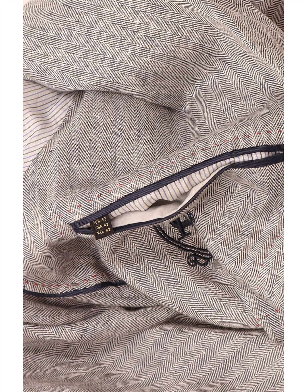 Massimo Dutti Mens 2 Button Blazer Jacket EU 52 Large Grey Herringbone