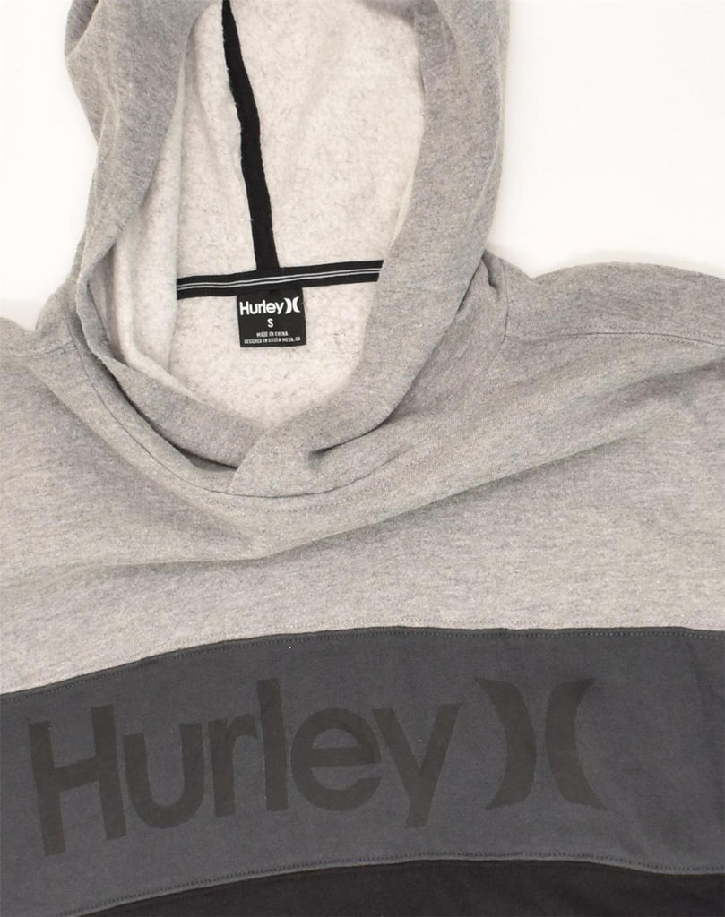 HURLEY Mens Graphic Hoodie Jumper Small Grey Colourblock Cotton | Vintage Hurley | Thrift | Second-Hand Hurley | Used Clothing | Messina Hembry 