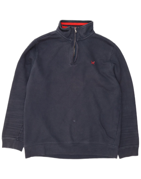Crew Clothing Mens Zip Neck Sweatshirt Jumper XL Navy Blue Cotton