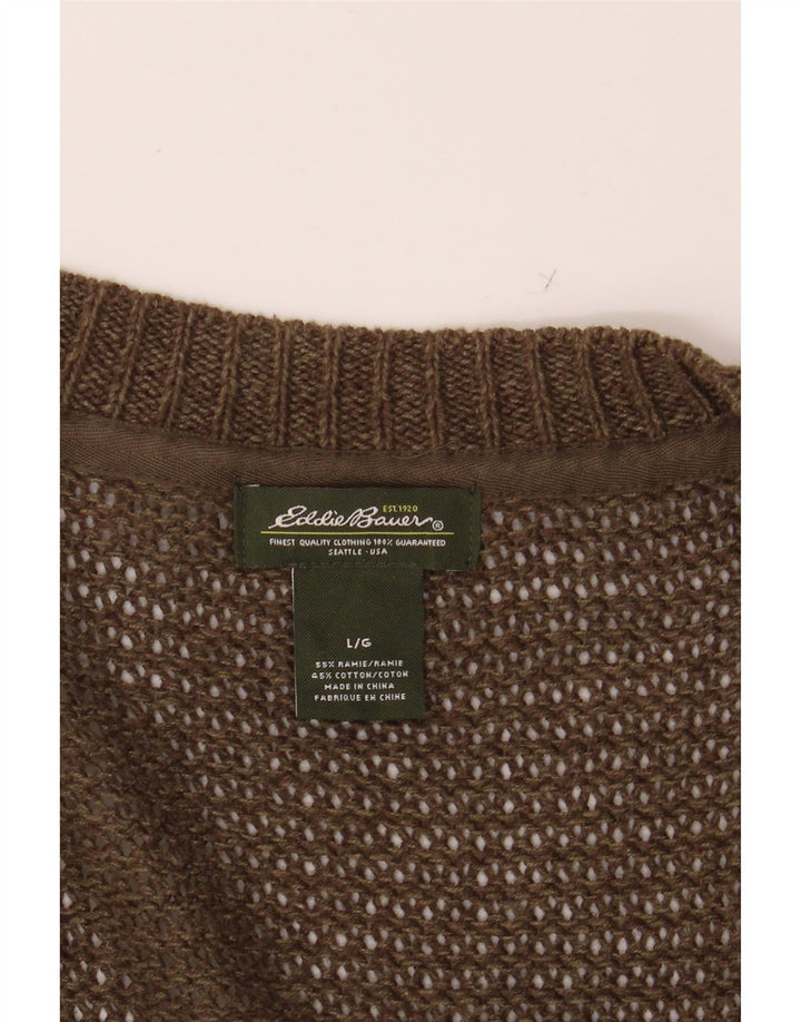 EDDIE BAUER Womens Cardigan Sweater UK 14 Large Brown Ramie Vintage Eddie Bauer and Second-Hand Eddie Bauer from Messina Hembry 