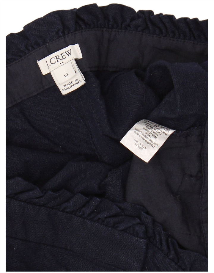 J. CREW Womens High Waist Chino Shorts US 10 Large W30  Navy Blue Linen