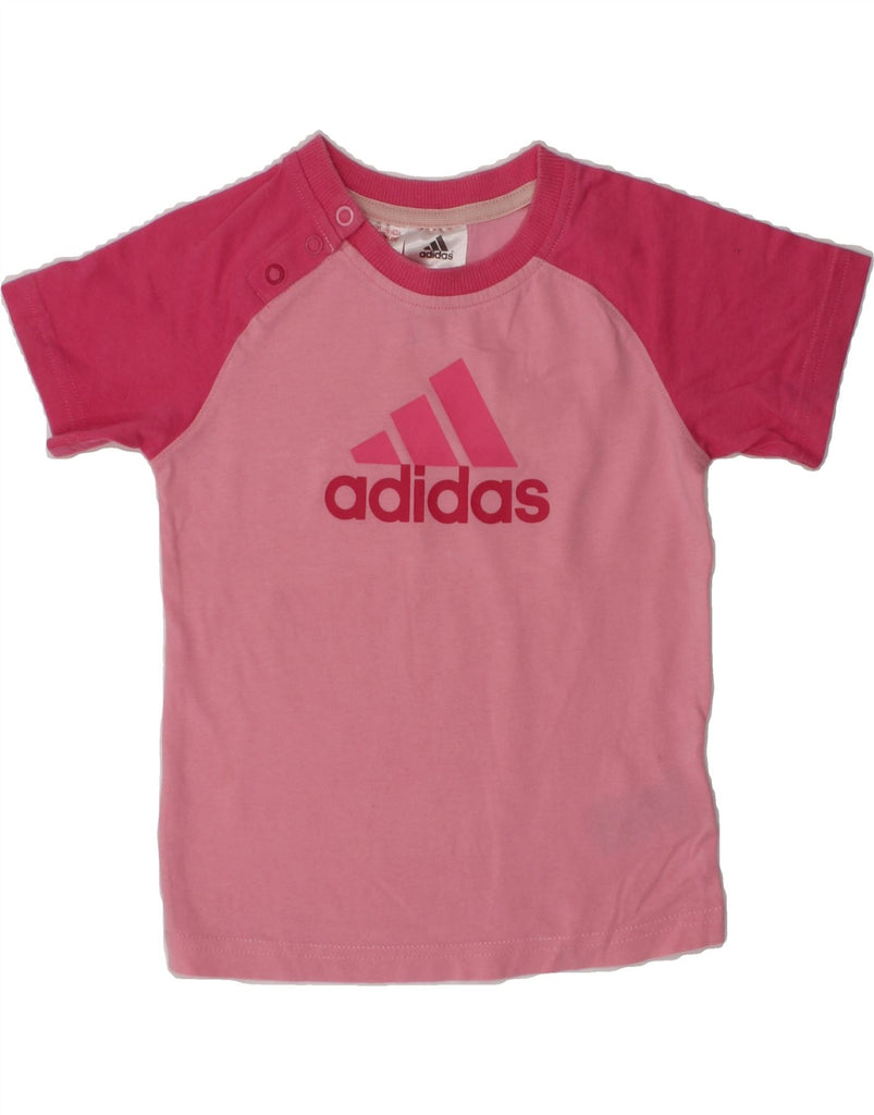 ADIDAS Baby Girls Graphic T-Shirt Top 12-18 Months Pink Colourblock Cotton | Vintage Adidas | Thrift | Second-Hand Adidas | Used Clothing | Messina Hembry 