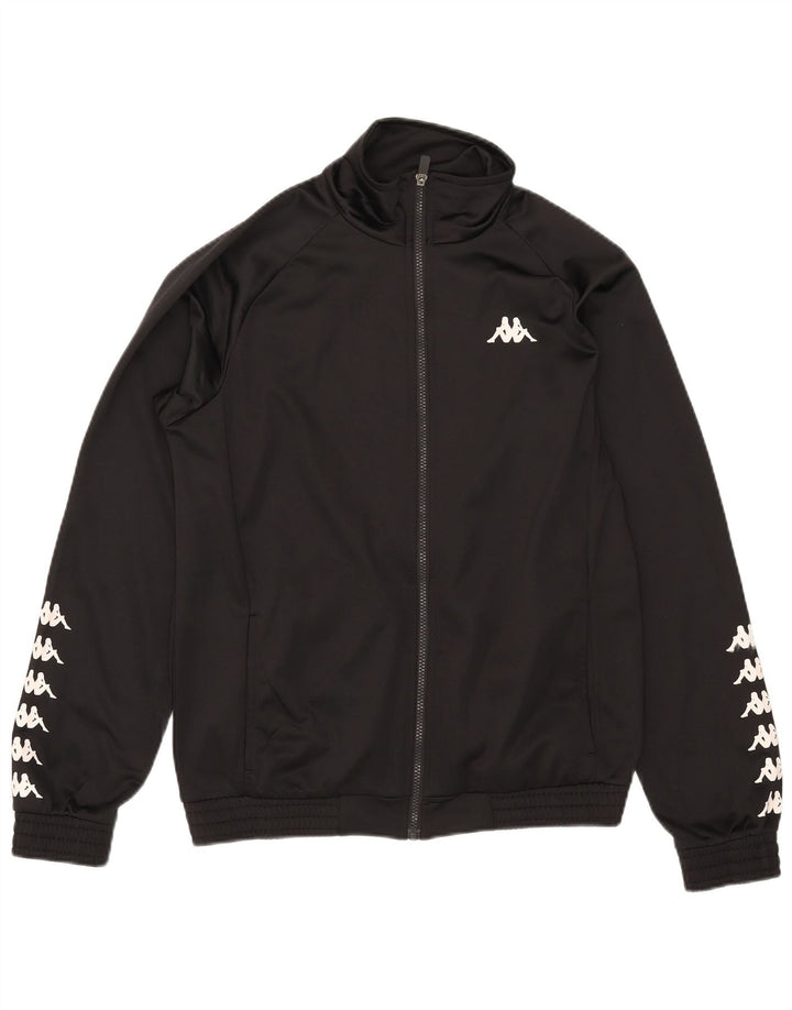 Kappa Mens Graphic Tracksuit Top Jacket Medium Black Polyester