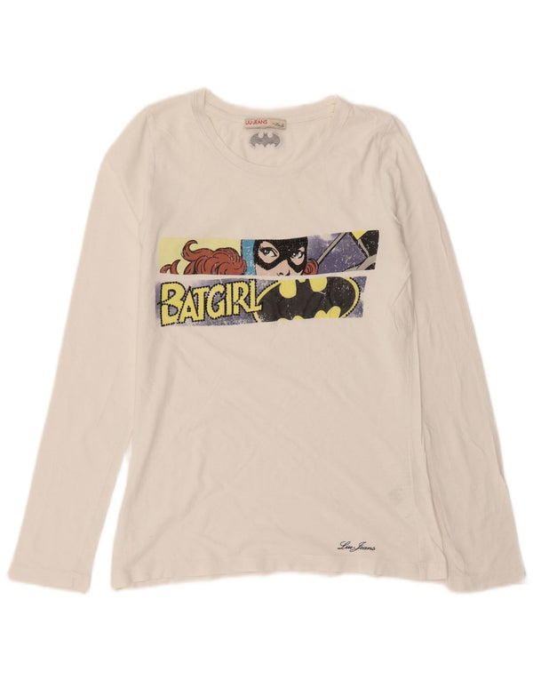 Liu Jo Womens BATGIRL Graphic Top Long Sleeve UK 14 Large White Cotton