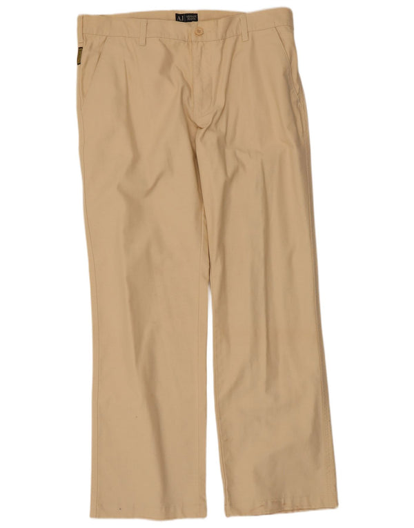 Armani Mens Straight Chino Trousers W36 L32 Beige Cotton