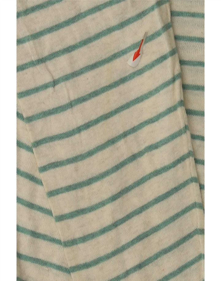 Zara Mens Crew Neck Jumper Sweater Medium Green Striped Cotton