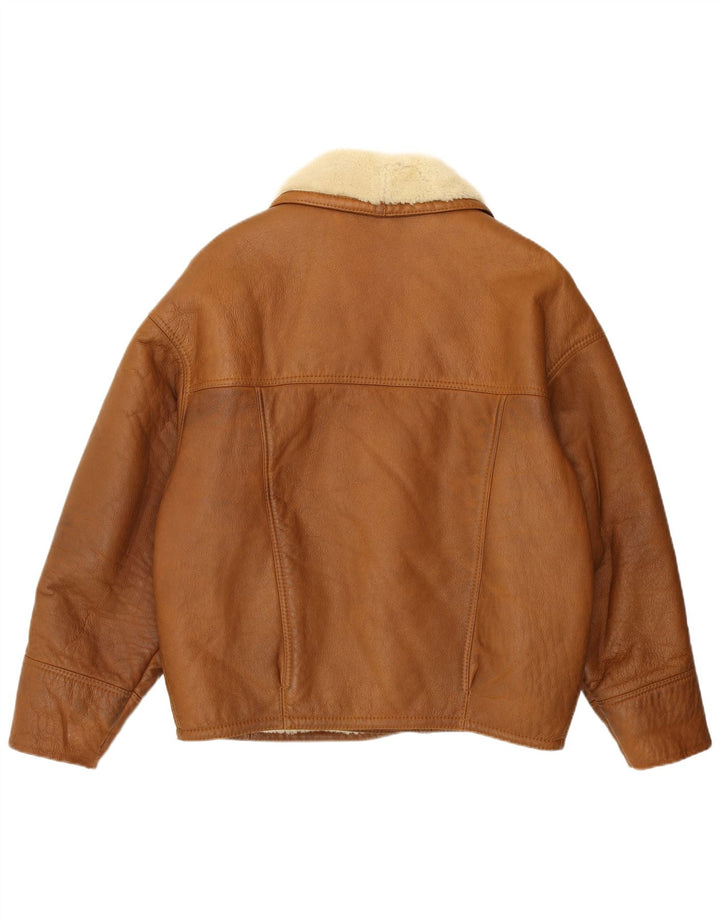 Vintage Mens Shearling Jacket UK 38 Medium Brown Shearling
