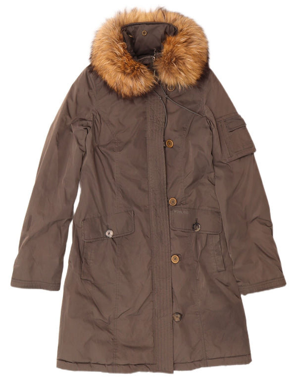 WOOLRICH Womens Parka Jacket UK 6 XS Brown Classic