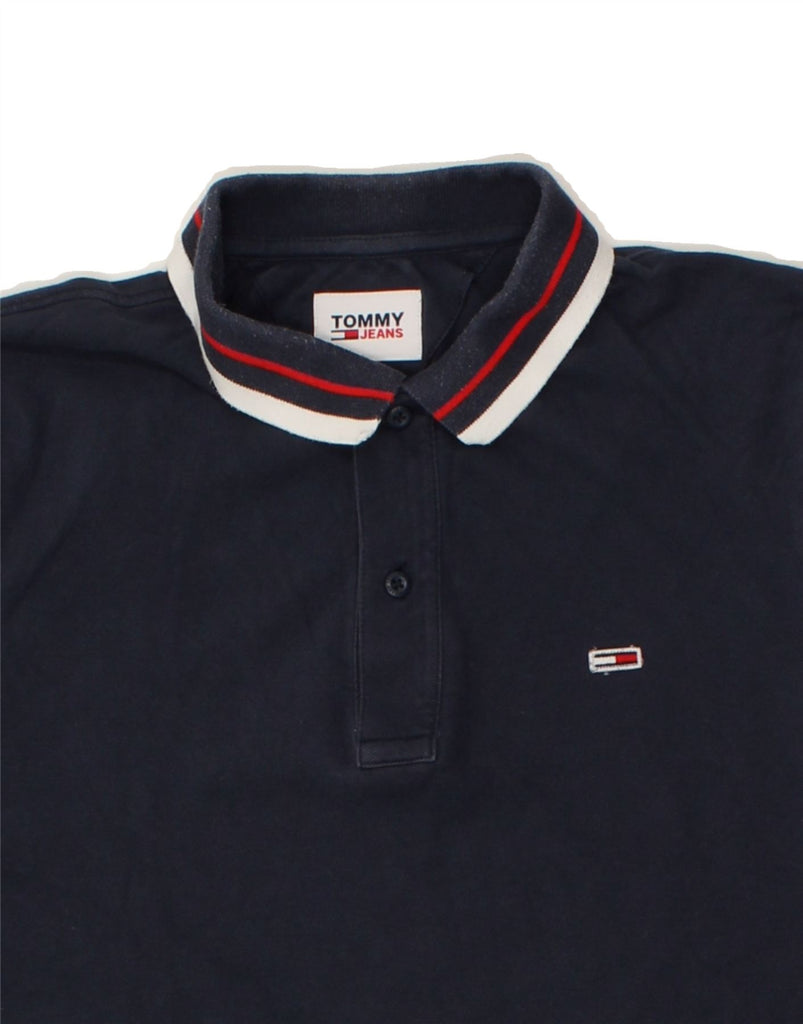 TOMMY HILFIGER Mens Polo Shirt Large Navy Blue Cotton | Vintage Tommy Hilfiger | Thrift | Second-Hand Tommy Hilfiger | Used Clothing | Messina Hembry 