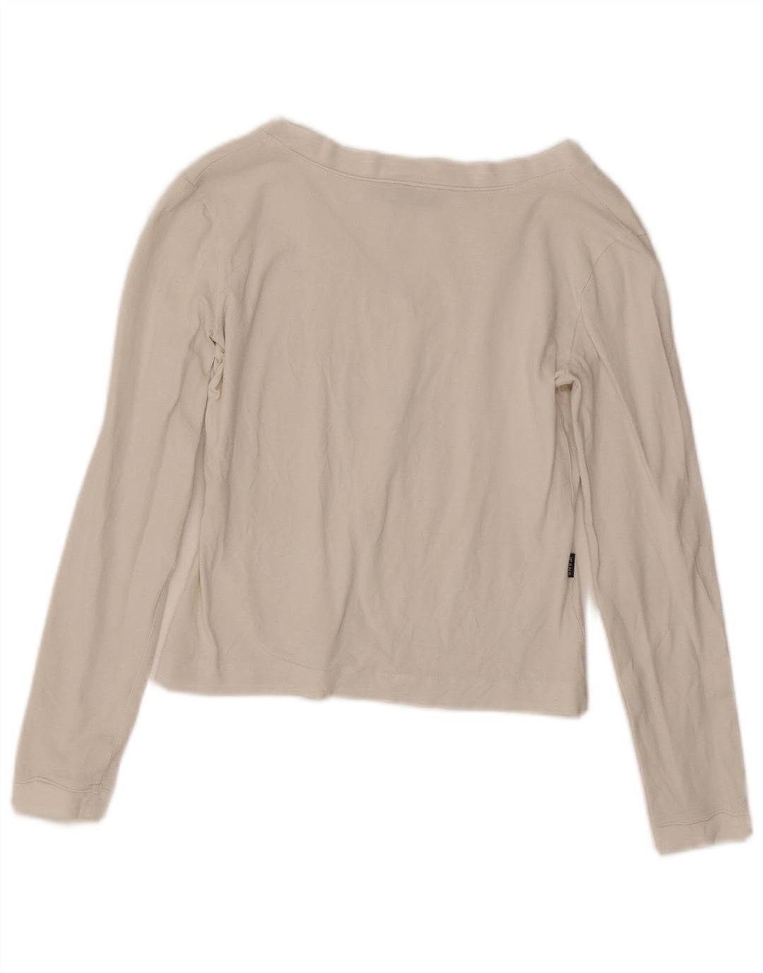 Moschino Womens Crop Graphic Top Long Sleeve UK 14 Medium White Cotton