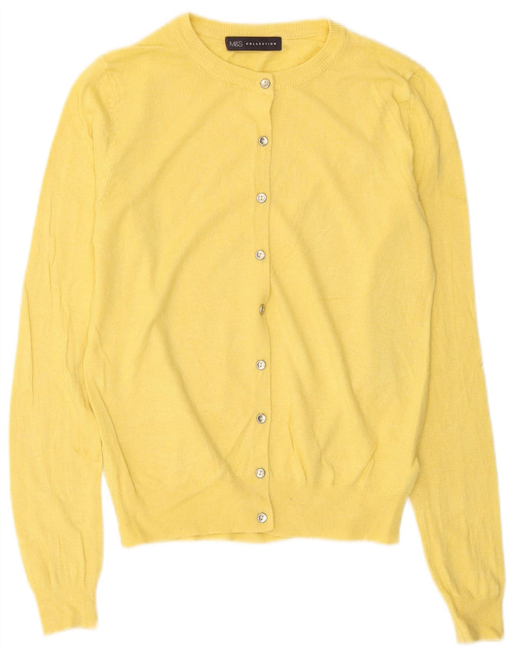 Marks & Spencer Womens Cardigan Sweater UK 8 Small Yellow Viscose