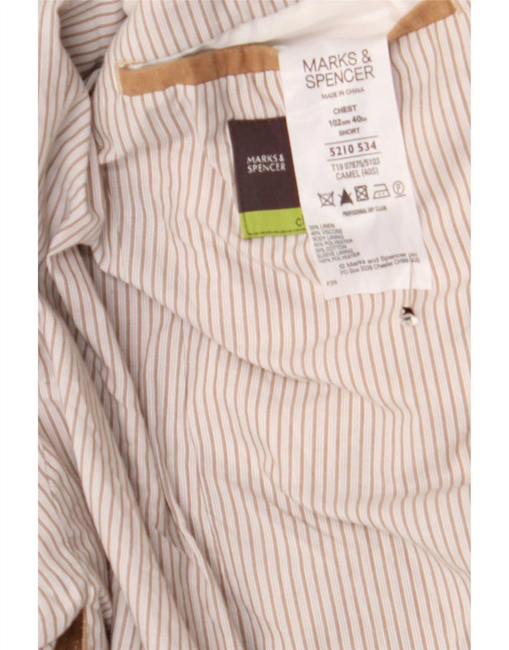 Marks & Spencer Mens 2 Button Blazer Jacket UK 40 Medium Beige Linen
