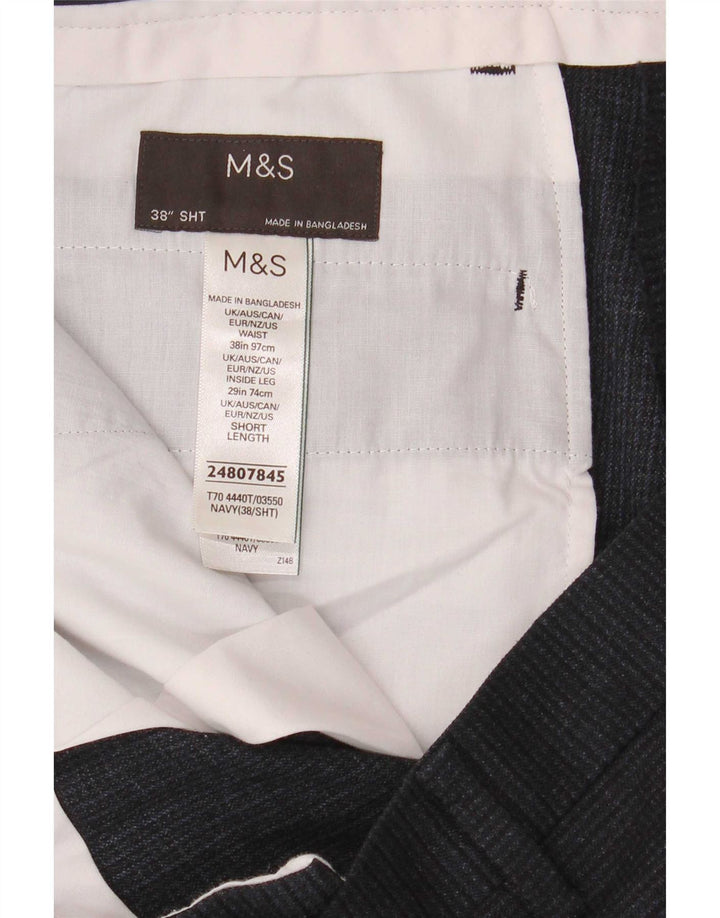 Marks & Spencer Mens Straight Casual Trousers W38 L29 Navy Blue Polyester