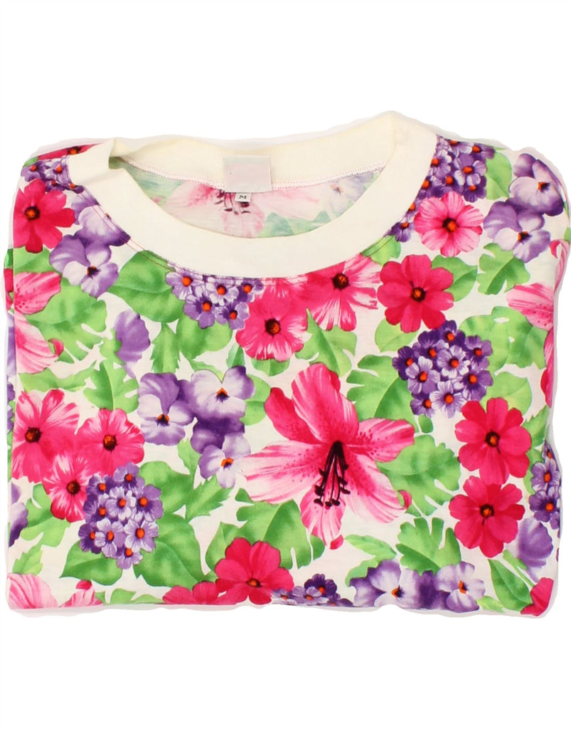 BENETTON Womens Crop Top UK 14 Medium Multicoloured Floral Vintage Benetton and Second-Hand Benetton from Messina Hembry 