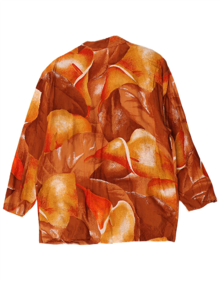 Rene Womens 1 Button Blazer Jacket IT 44 Medium Brown Floral