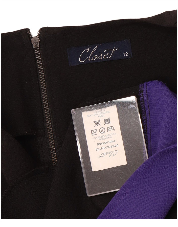 CLOSET Womens Sleeveless A-Line Dress UK 12 Medium Black Colourblock