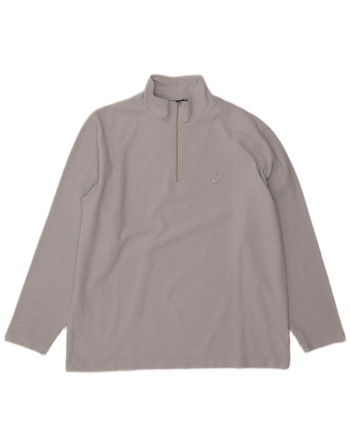 Asics Mens Zip Neck Fleece Jumper Large Grey Polyester