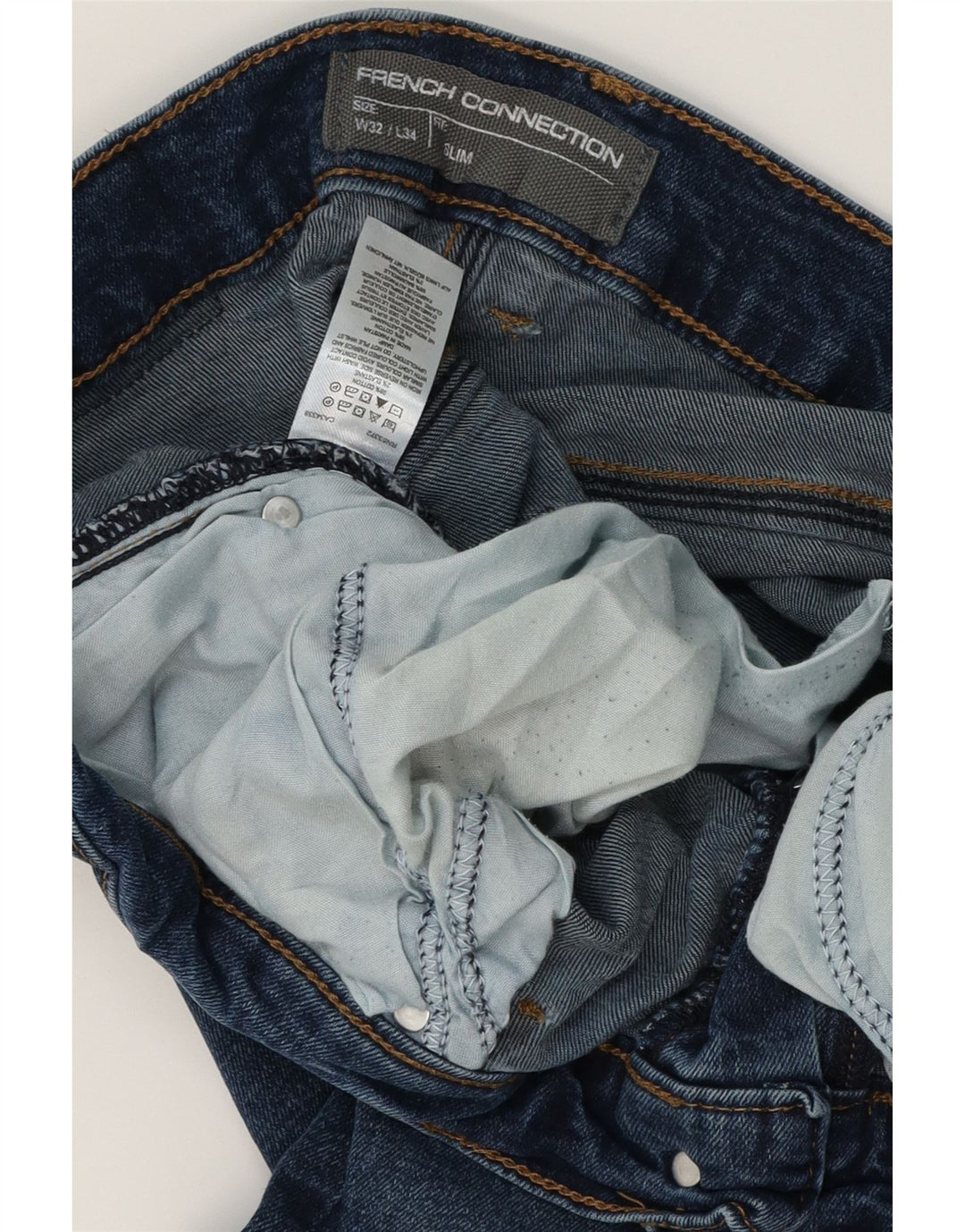 French Connection Mens Slim Jeans W32 L34 Blue Cotton
