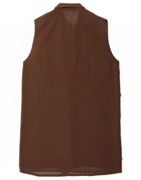 Colmar Womens Sleeveless See Through Shirt Blouse UK 16 Large Brown
