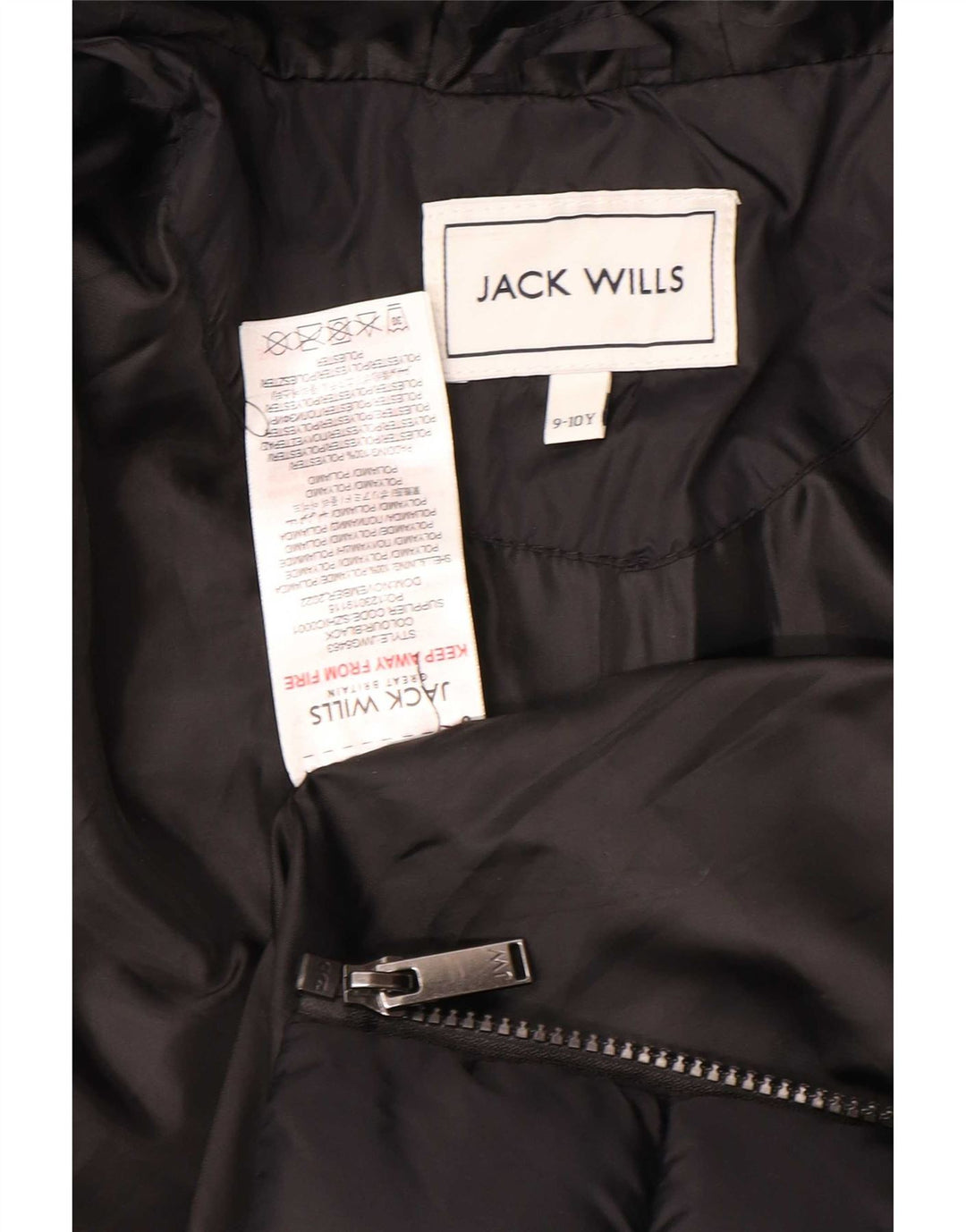 Jack Wills Boys Hooded Padded Jacket 9-10 Years Black Polyamide