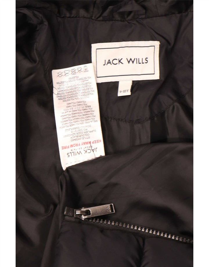 Jack Wills Boys Hooded Padded Jacket 9-10 Years Black Polyamide