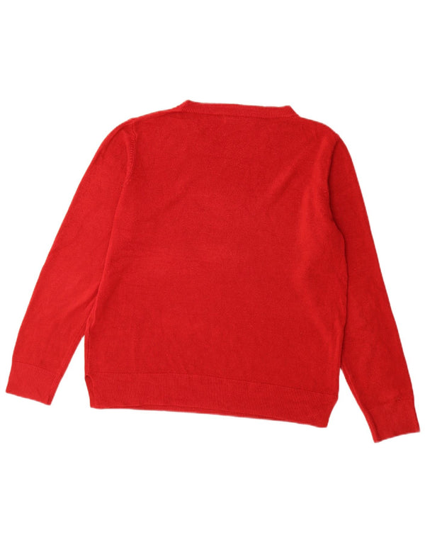 Marks & Spencer Womens Boat Neck Jumper Sweater UK 14 Large Red Acrylic