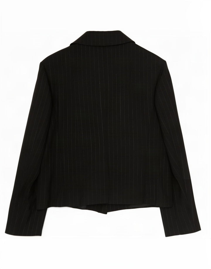 Marks & Spencer Womens 1 Button Blazer Jacket UK 12 Medium Black Striped