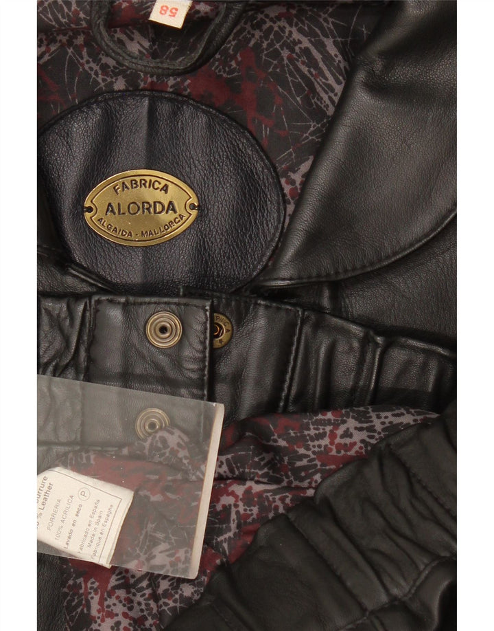 Vintage Mens Leather Gilet IT 58 3XL Black Leather