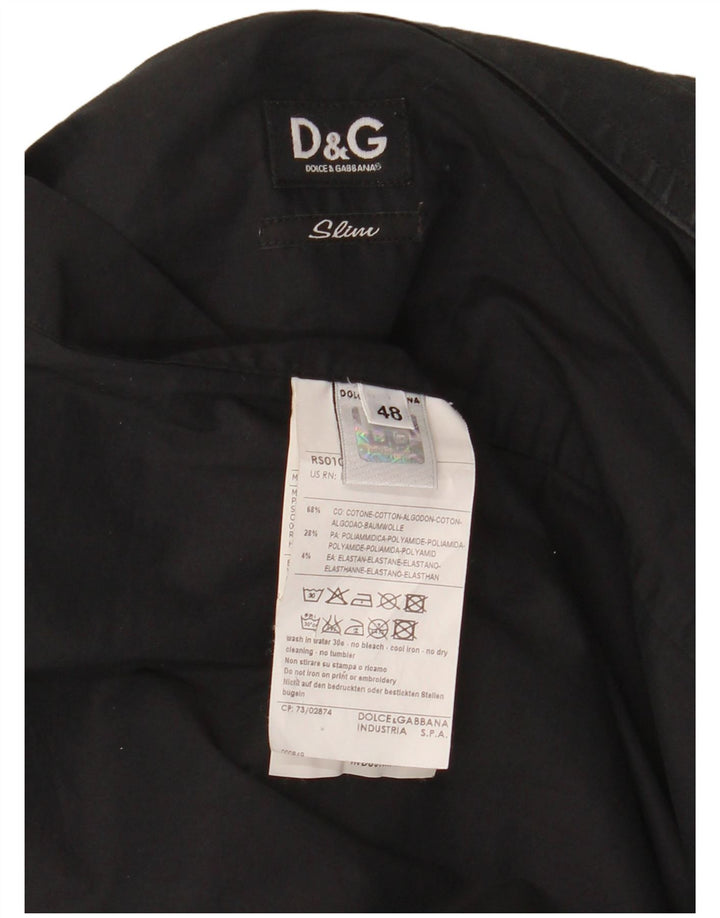 Dolce & Gabbana Mens Slim Shirt IT 48 Medium Black Cotton
