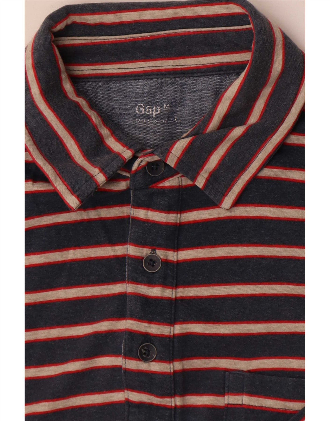 Gap Mens Polo Shirt Medium Navy Blue Striped