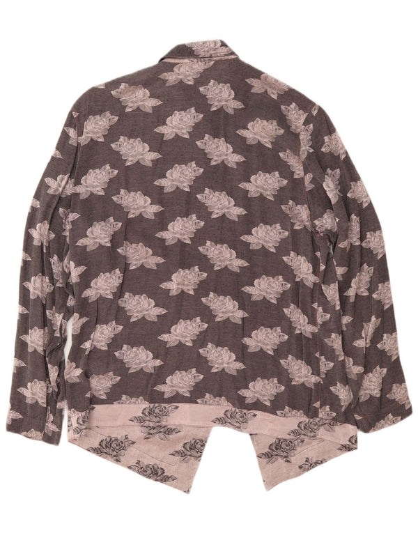 Mario Pucci Cecconi Womens Shirt Blouse IT 44 Medium Grey Floral