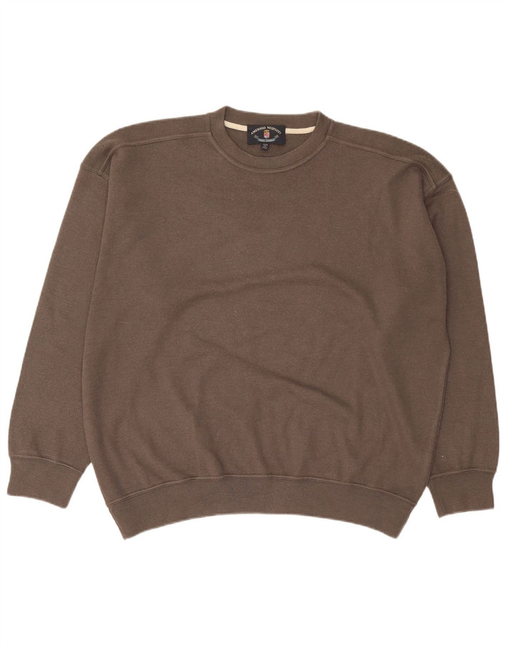 Amerigo Vespucci Mens Crew Neck Jumper Sweater 2XL Brown Wool