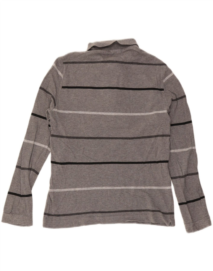 Lacoste Mens Long Sleeve Slim Fit Polo Shirt Size 4 Medium Grey Striped