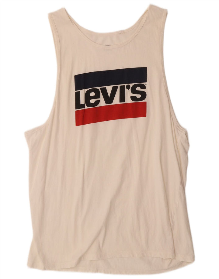 LEVI'S Mens Graphic Vest Top XL Off White