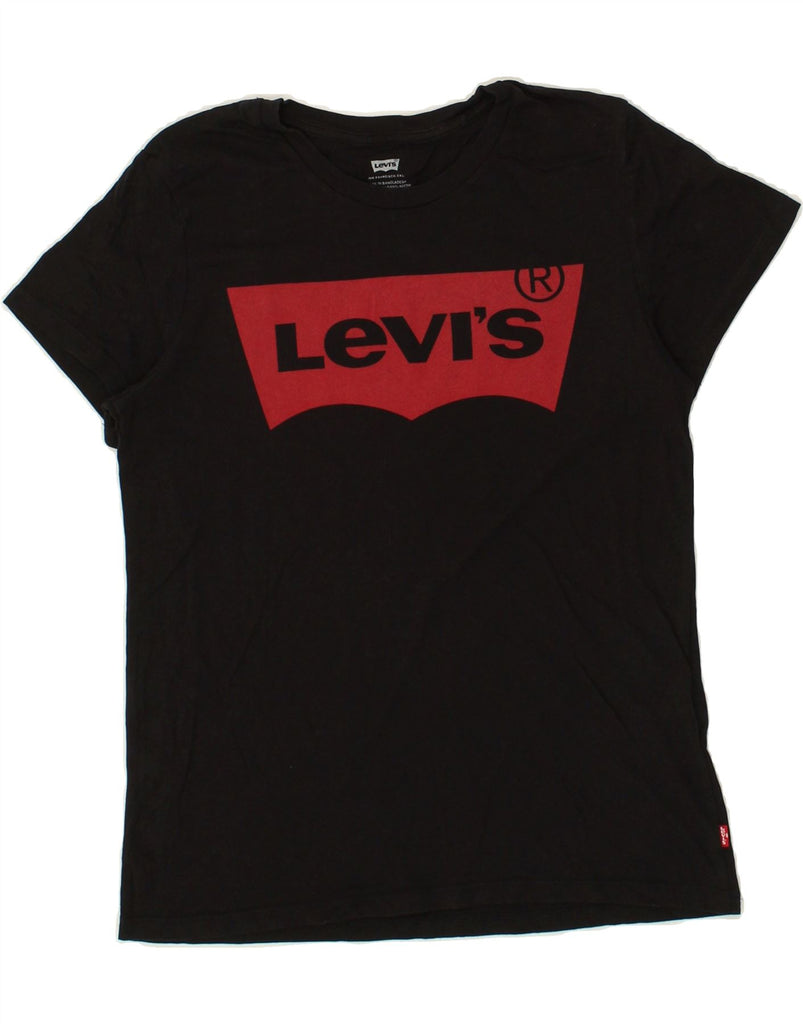 LEVI'S Womens Graphic T-Shirt Top UK 14 Medium Black Cotton | Vintage Levi's | Thrift | Second-Hand Levi's | Used Clothing | Messina Hembry 